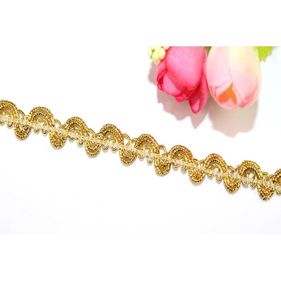 1yard 10mm~15mm Gold Silver Lace Embroidered Ribbon Soft Net Lace Trim Fabric DIY Sewing Accessories 波浪花边(2144L) - Image 5