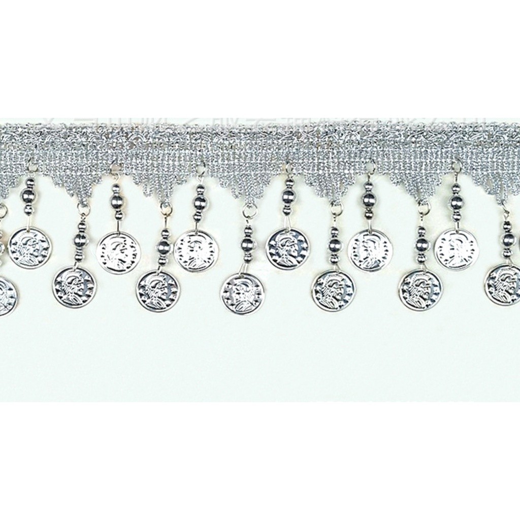 1yard 30mm~85mm Gold and silver lace with bell and coin Lace Trims Wedding Lace Fabric DIY Fringe 金币铃铛吊坠花 (1565L) - Image 12