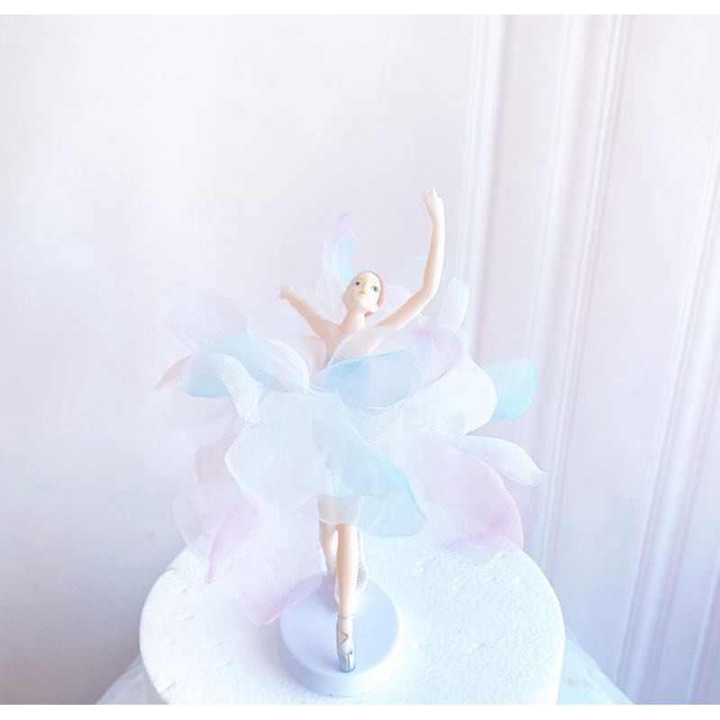 Romantic Chiffon Yarn skirt Ballet Girls Lace Flower Acrylic Cake Topper Happy Birthday Wedding Party Decoration(800L) - Image 7