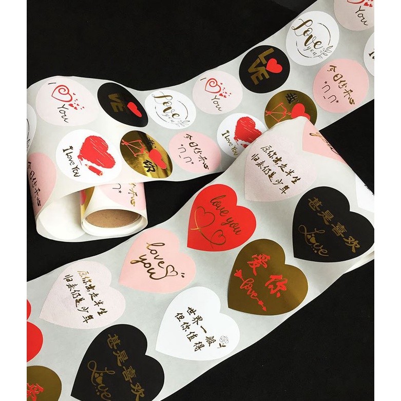 6pcs/500pcs Heart Round Shaped Label Sticker Scrapbooking Gift Packaging Seal Birthday Party Wedding Supply (1374L) - Image 4