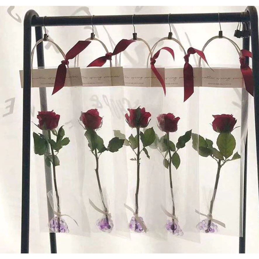 2pcs Florist Decoration Long Tote PVC Clear Bag Flower Bouquet Bagging Portable Transparent Gift Bag(1106L) - Image 4