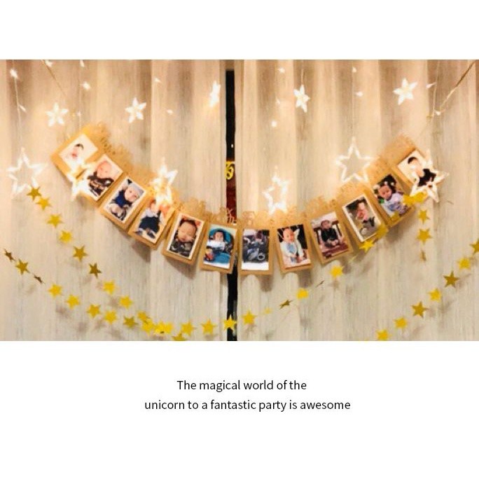 Photo wall decorations diy photo flag one month to twelve months baby child birthday party banners (363L)