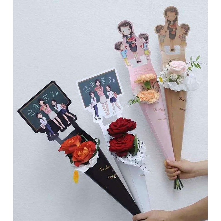 1pcs New Cartoon Single Flower Box Single Rose Flower Box Bouquet Packaging Gift Box Christmas Gift Box Paper Box(1015L) - Image 4
