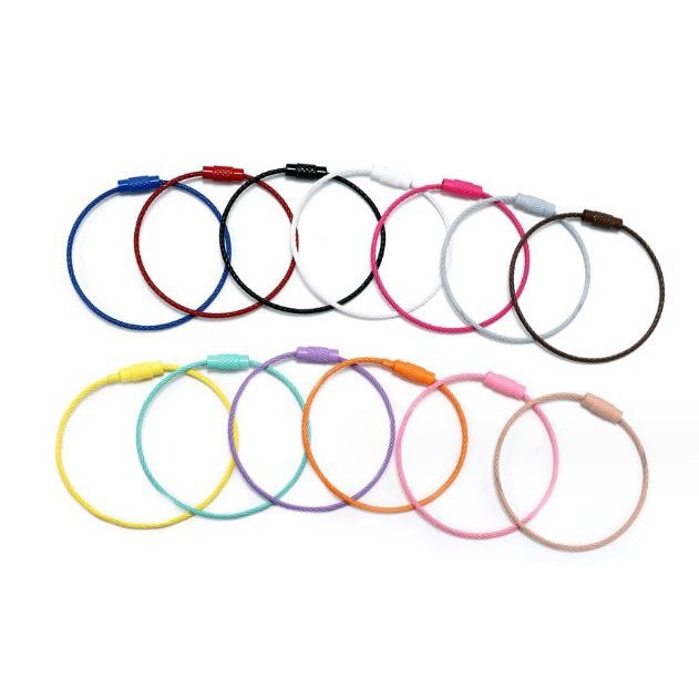 1pc Colorful Stainless Steel Wire Keychain Cable Loop Screw Lock Rope Key Holder Keyring Key Chain Rings Tool(2498L) - Image 4