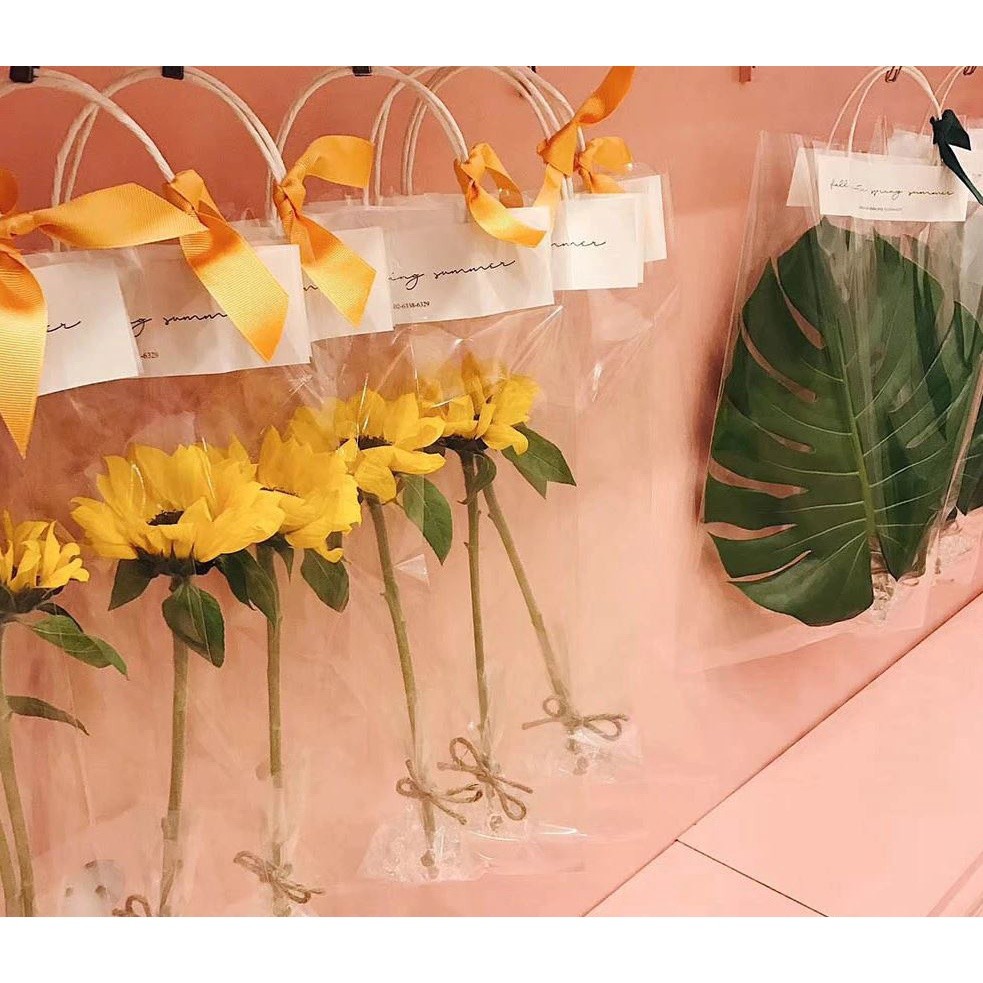 2pcs Florist Decoration Long Tote PVC Clear Bag Flower Bouquet Bagging Portable Transparent Gift Bag(1106L) - Image 5