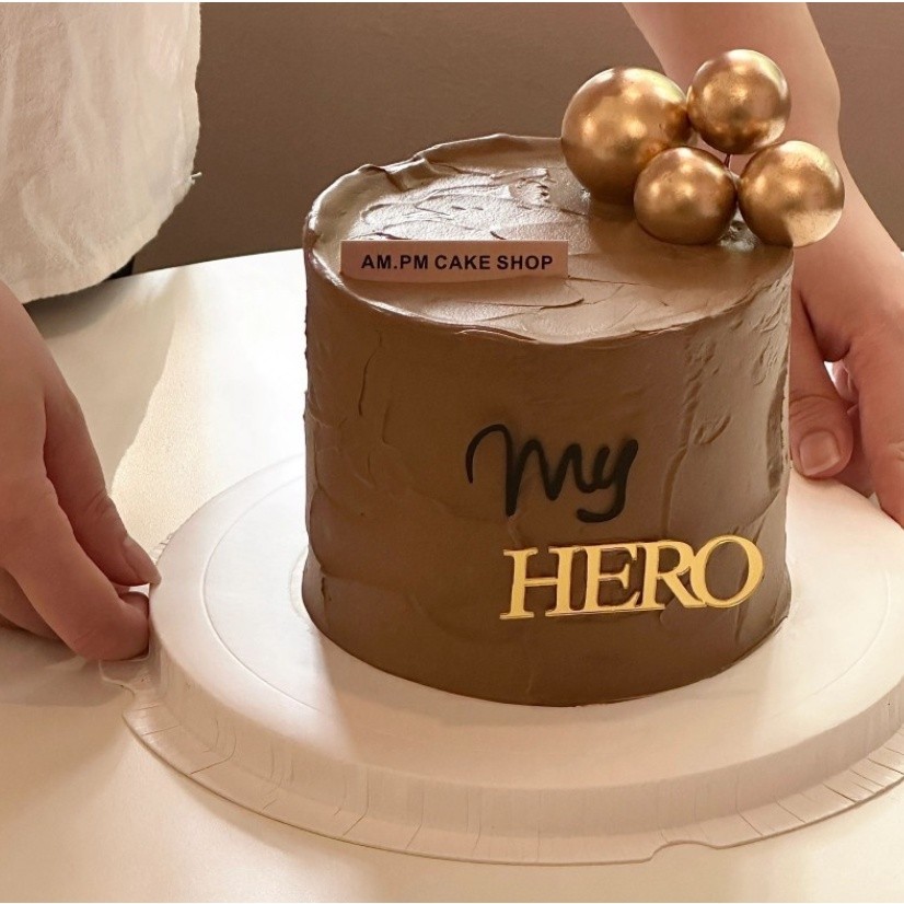 Black Gold Acrylic My Hero Super Dad Happy Birthday Fathers Day Cake Topper Super Hero Cake Decoration Family (822L) - Image 6