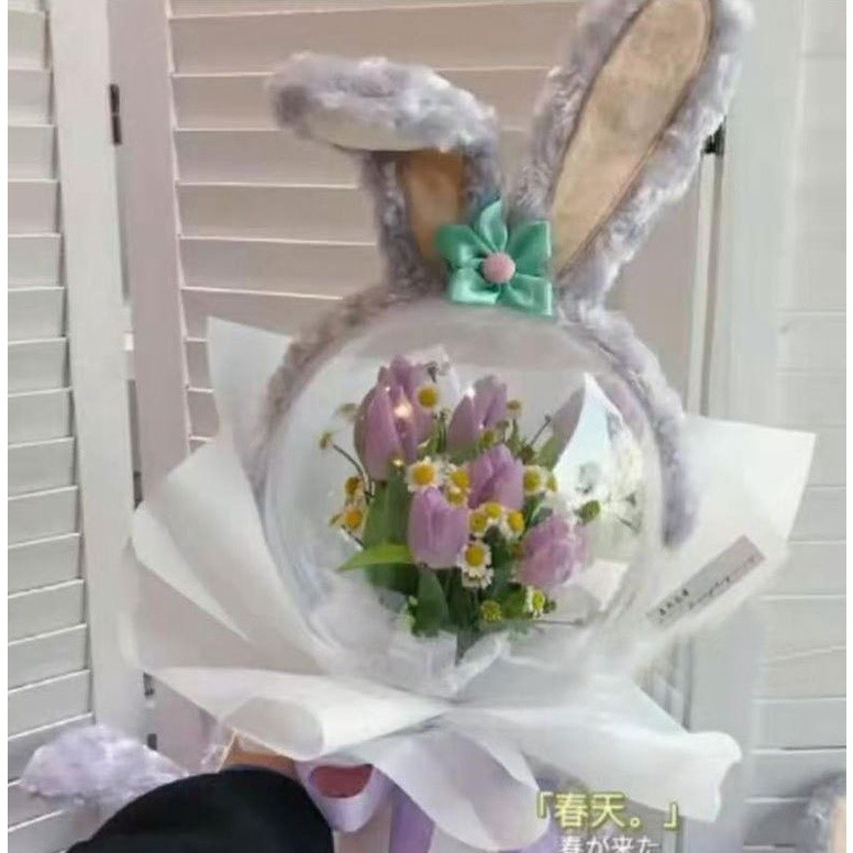 1pcs 20cm Acrylic Bobo Ball Headband Floral Flower Bouquet Packaging Box Transparent Flower Box Wrapping Gift Box(1425L) - Image 4