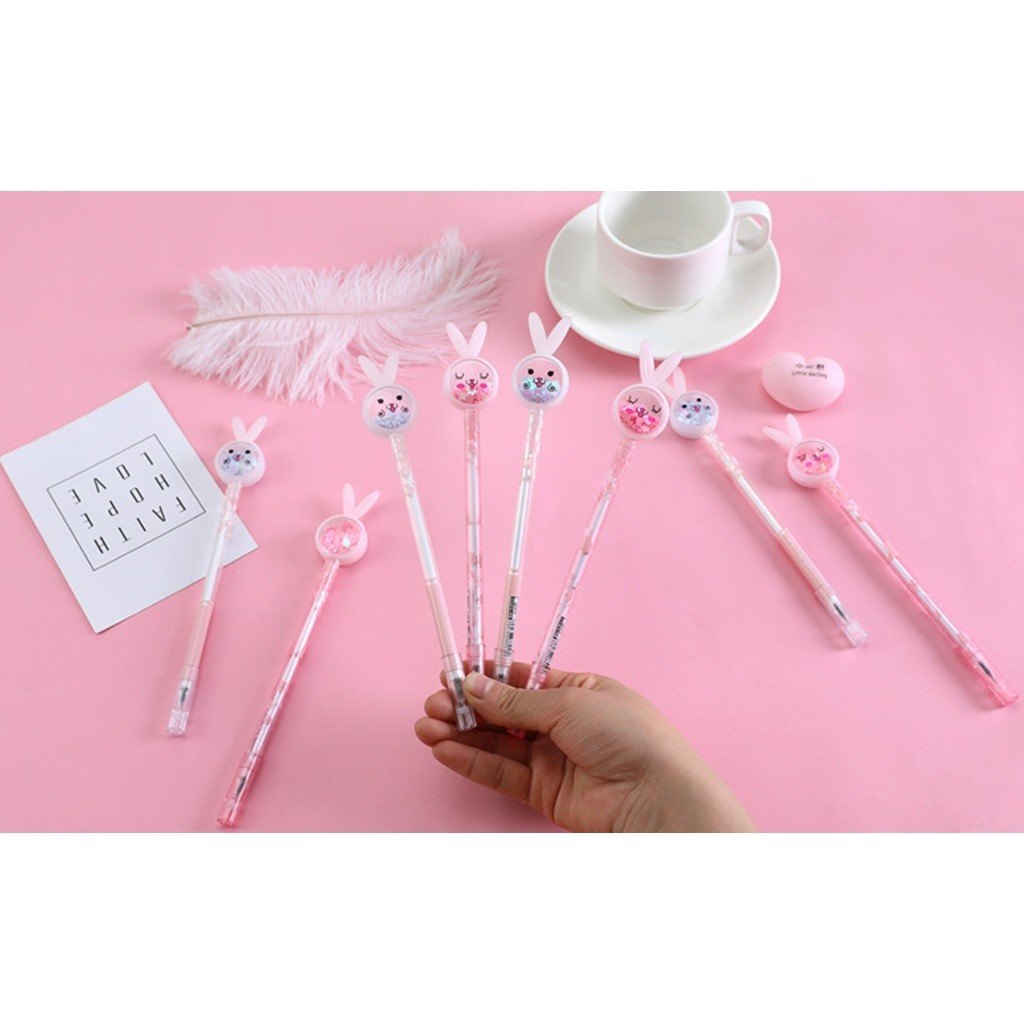 1pc Cartoon Creative Bunny Ears Sequin Gel Pen Signature Pen Lovely Student Examination Writing Pen创意可爱笔卡通笔(2343L) - Image 8
