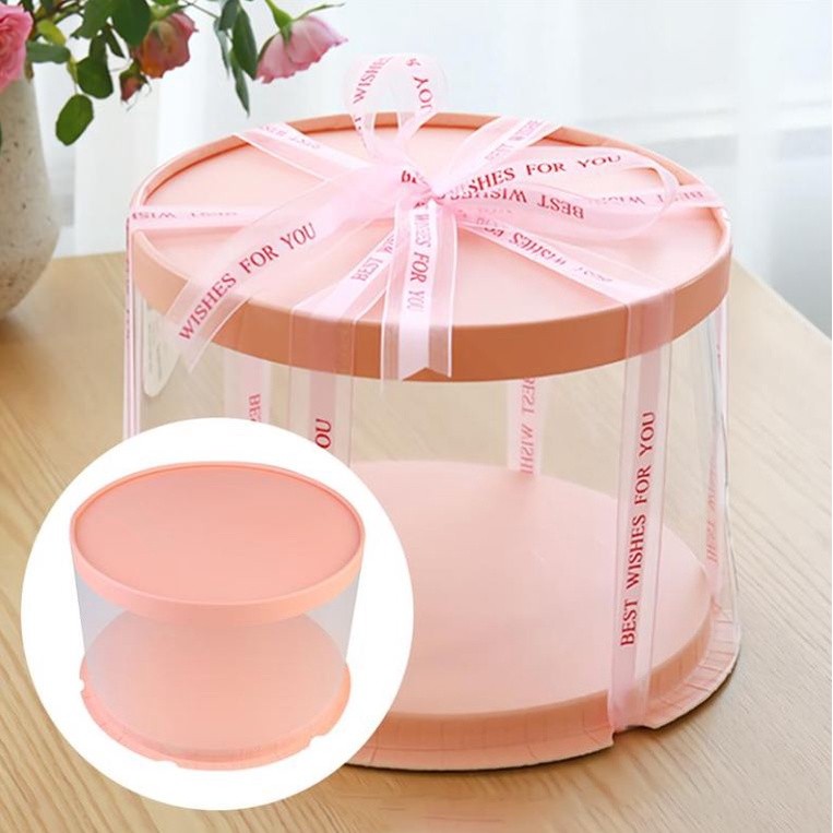 6/8/10inch Transparent Empty Pink Paper/PVC Round Gift Box for Cake Box Teddy Bear Rose Bear Flower Rabbit (898L) - Image 13