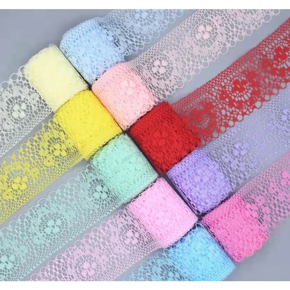 1yard 3.7cm high quality White lace ribbon/width 37mm, diy clothing, dress, jewelry and other accessories 镂空蕾丝花边 (475L) - Image 2