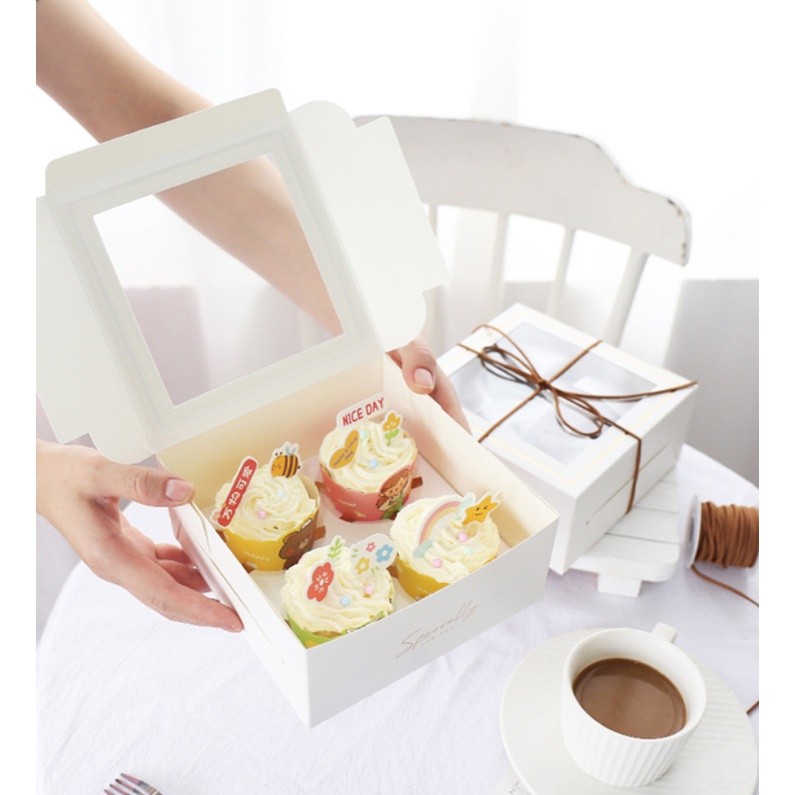 1pc 4inch Cake Boxes with Window, Brownie Boxes, Cardboard Food Boxes for Cupcakes Pastries Donuts by Gbateri蛋糕盒子(2401L) - Image 4