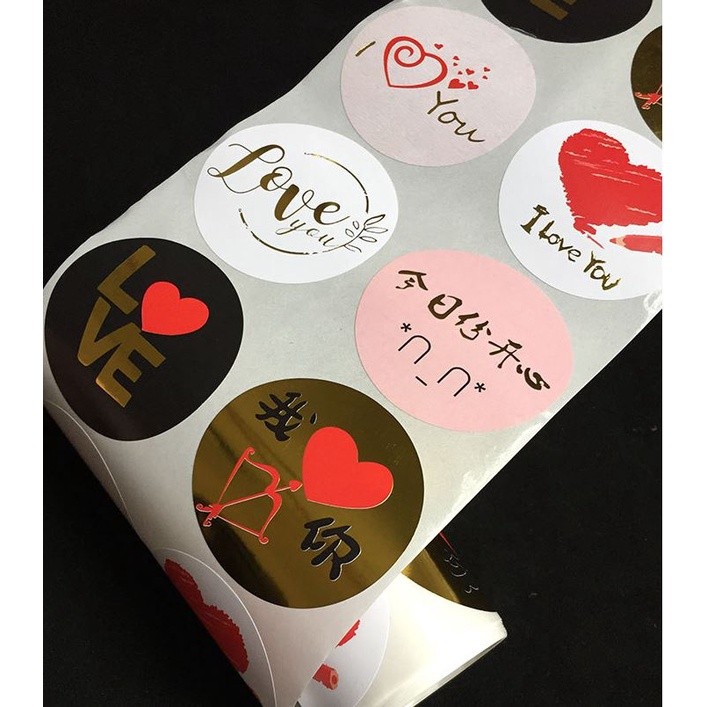 6pcs/500pcs Heart Round Shaped Label Sticker Scrapbooking Gift Packaging Seal Birthday Party Wedding Supply (1374L) - Image 8