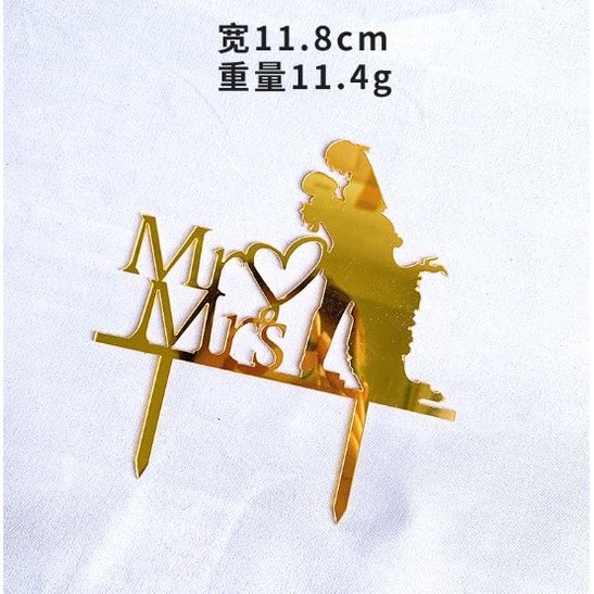 Wedding Acrylic Cake Topper Mr Mrs Wedding Decorations Acrylic Gold Cake Toppers Marriage Party Supplies (414L) - Image 7