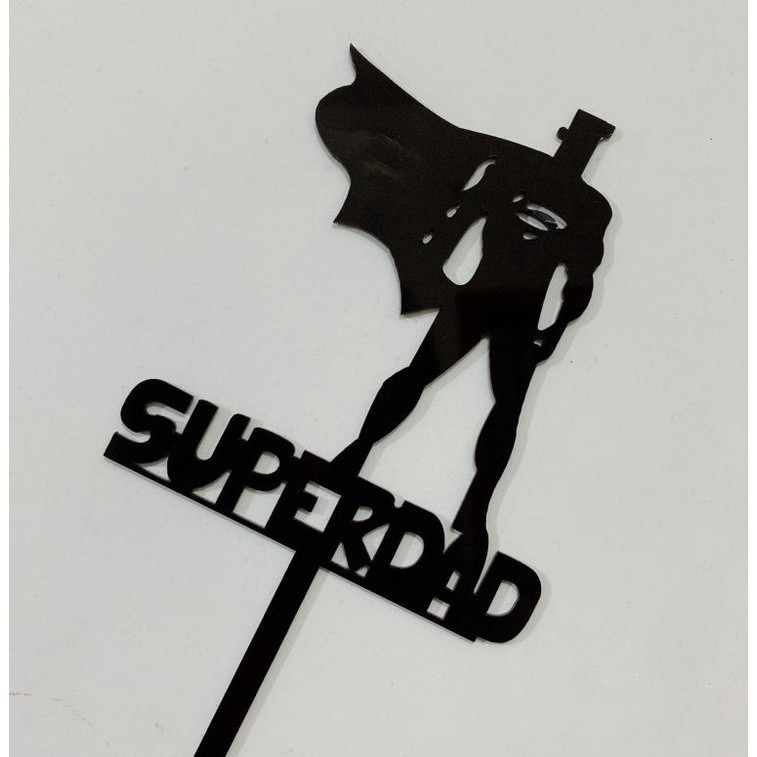 Black Gold Acrylic My Hero Super Dad Happy Birthday Fathers Day Cake Topper Super Hero Cake Decoration Family (822L) - Image 8