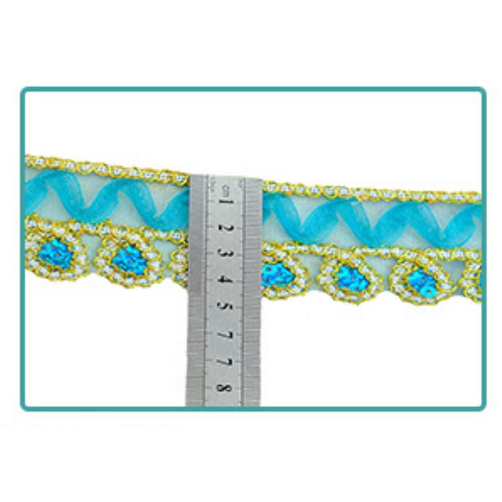 1yard 4cm National Dance Lace Accessories Performance Trims Costume Wave Rope Embroidered Skirt Dress 金色蕾丝花边 (2667L) - Image 3