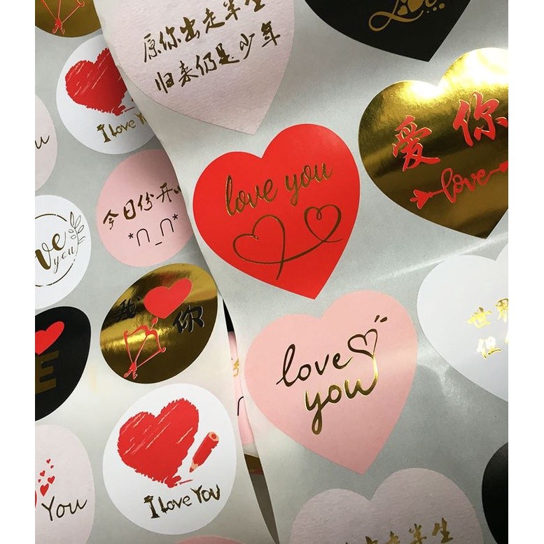 6pcs/500pcs Heart Round Shaped Label Sticker Scrapbooking Gift Packaging Seal Birthday Party Wedding Supply (1374L) - Image 5