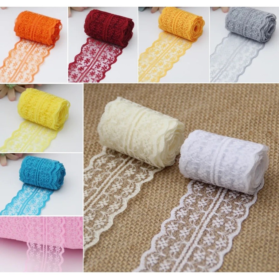 1y 4.5cm Lace Ribbon Lace Trim Fabric Rustic Wedding Decoration Handcrafted Embroidered Sewing Clothes Dress(1887L) - Image 9