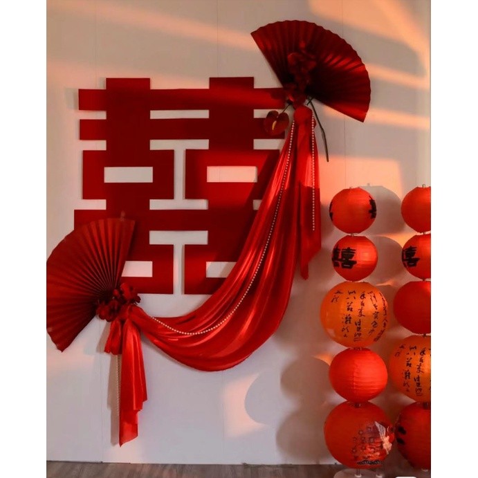 1pc 20/50/80/100cm Chinese Traditions Wedding Articles Wedding Stickers Non-woven Wedding 婚房布置长条喜字贴纸囍字(1976L) - Image 8