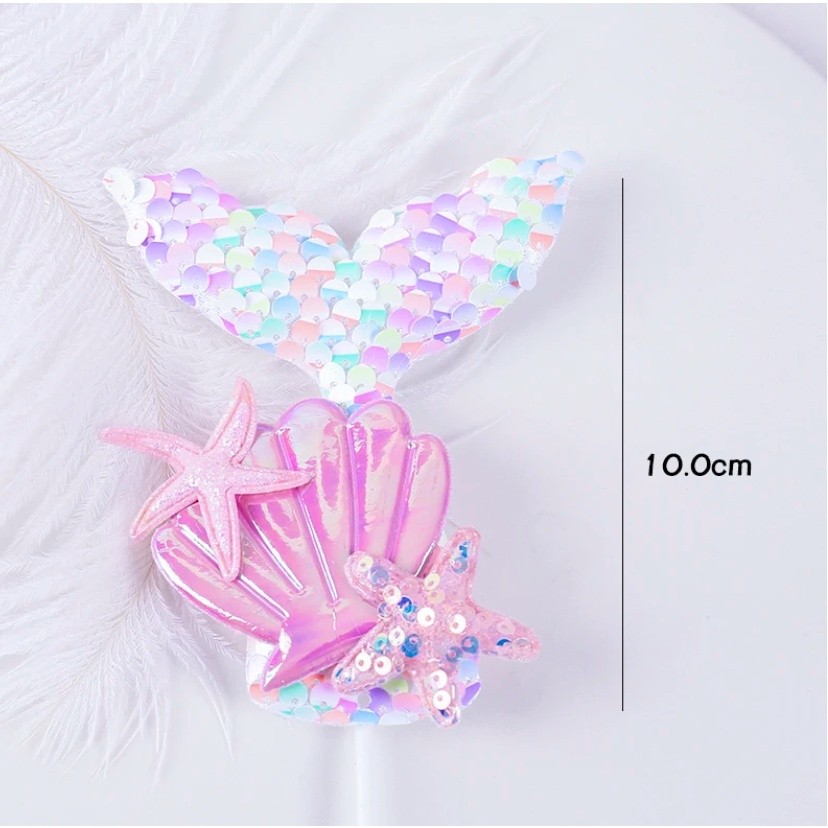 Mermaid Birthday Cake Topper Multicolor Sequins Cake Decorations Baby Shower DIY Cake Top Flags Decor Festival(1132L) - Image 10