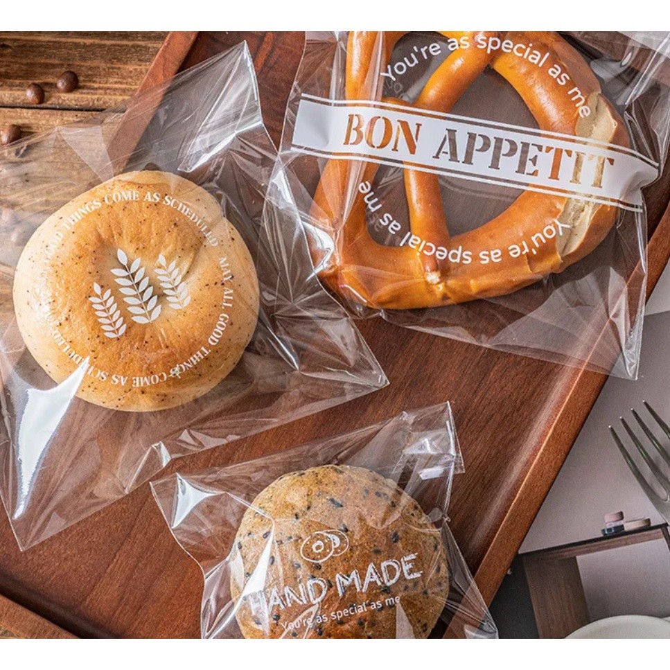 50pcs Bread Self Adhensive Plastic Bag For Baking Snack Donut Croissant Packaging Wedding 自封口烘焙包装 (1366L) - Image 3