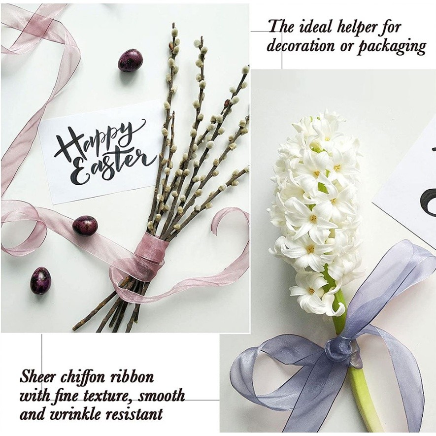 50yard 2/2.5cm Organza Ribbon gift wrapping decoration Christmas silk ribbons for Wedding DIY Craft(1074L) - Image 6