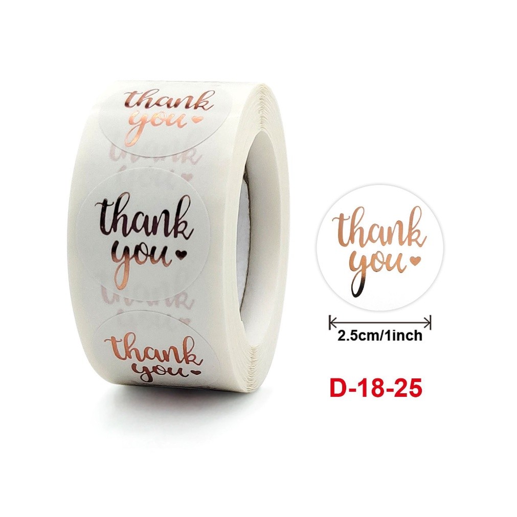 50~500pcs 1inch Rose Gold Thank You Stickers For Envelope Sealing Labels Stationery Supplies Handmade 玫瑰金箔感谢贴纸 (2439L) - Image 6