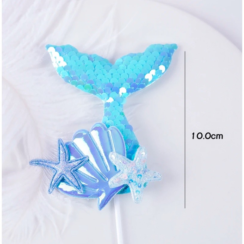Mermaid Birthday Cake Topper Multicolor Sequins Cake Decorations Baby Shower DIY Cake Top Flags Decor Festival(1132L) - Image 11