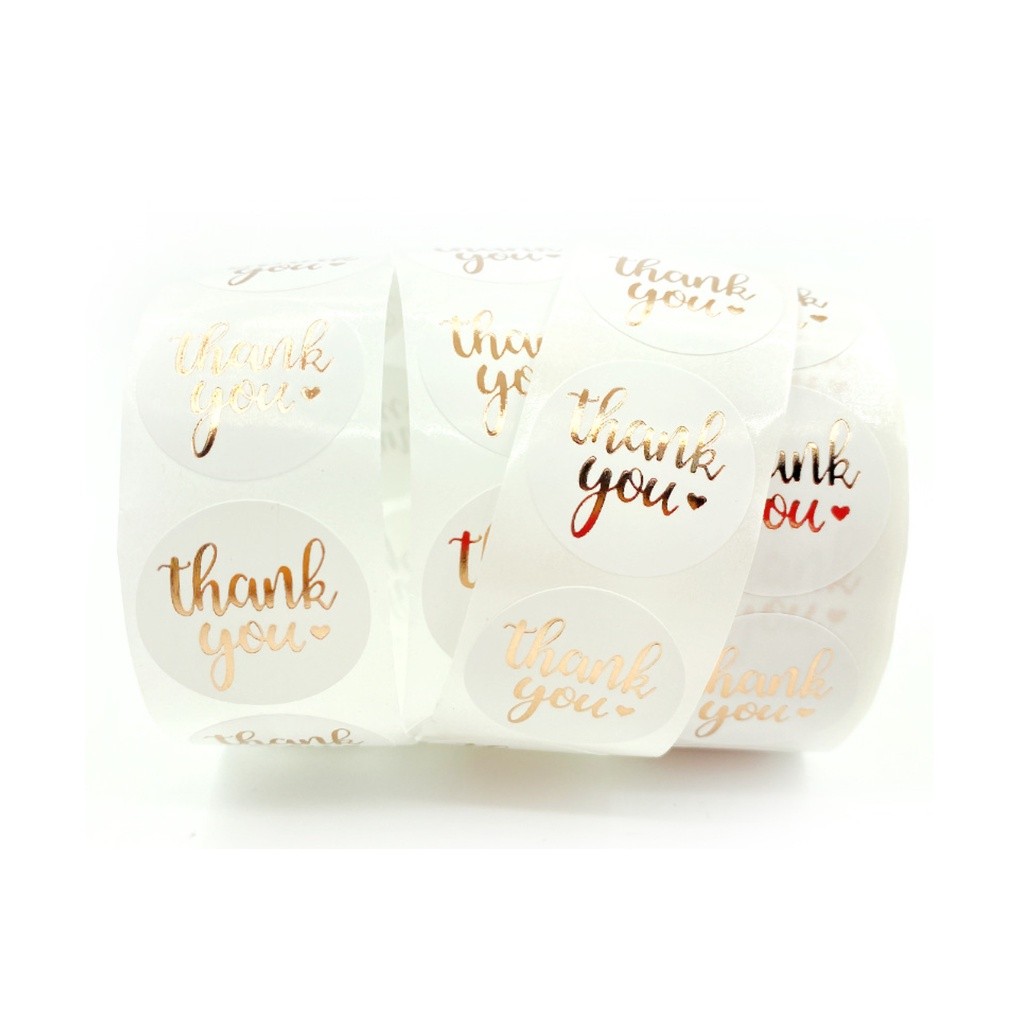 50~500pcs 1inch Rose Gold Thank You Stickers For Envelope Sealing Labels Stationery Supplies Handmade 玫瑰金箔感谢贴纸 (2439L) - Image 3