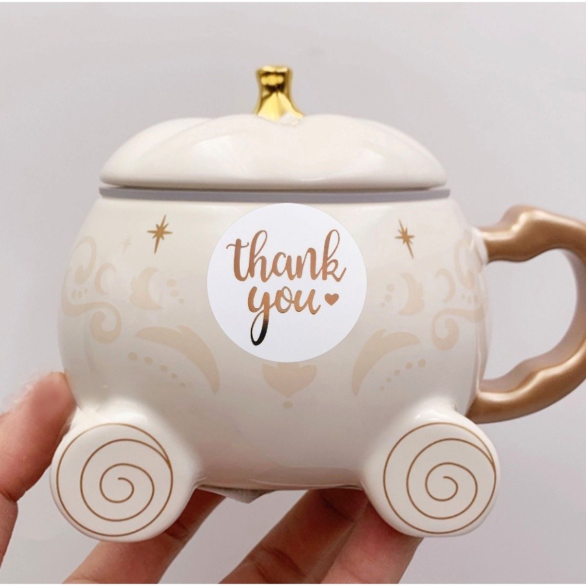 50~500pcs 1inch Rose Gold Thank You Stickers For Envelope Sealing Labels Stationery Supplies Handmade 玫瑰金箔感谢贴纸 (2439L) - Image 4