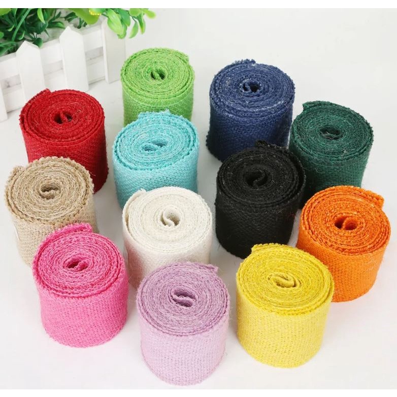2yar/lot 6cm Wide Jute Cloth Roll Colorful DIY Handmade Wedding Party Supplies Crafts Linen Volume Burlap Ribbon (2489L) - Image 2