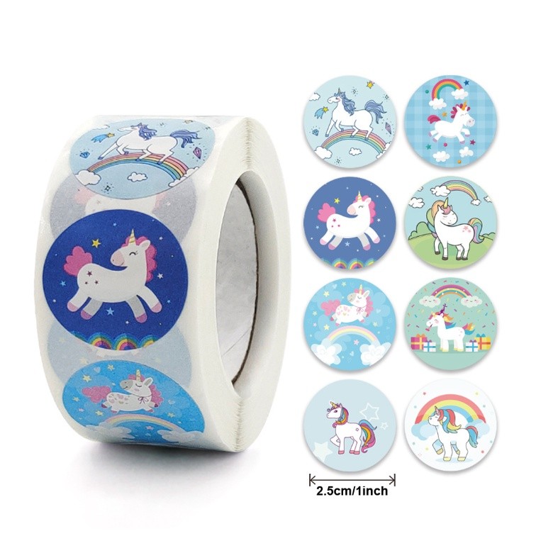 50/500pcs/roll Unicorn Reward Sticker for Kids Mermaid Unicorn Packaging Seal Pelekat Terima Kasih Hadiah 卡通儿童贴纸(2431L) - Image 6