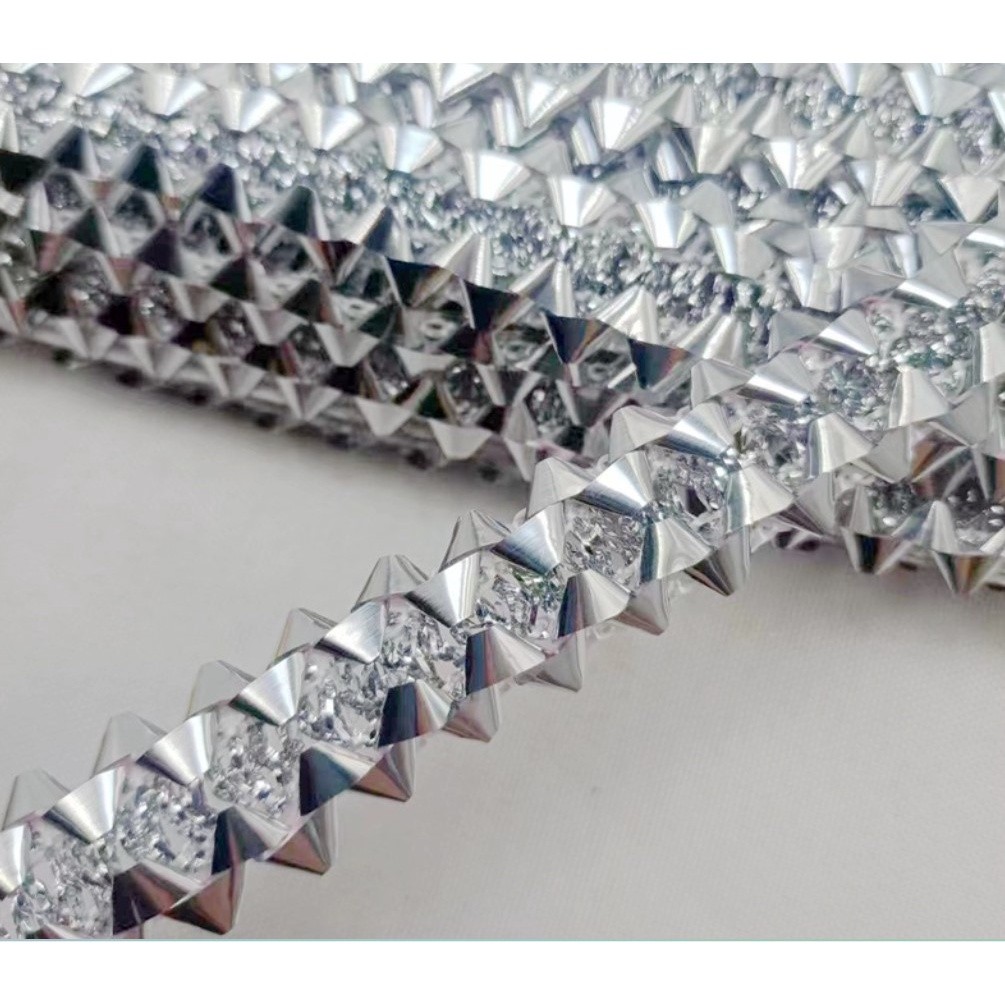 1yard Width 20mm~25mm 1yard gold silver polyester corrugated line braided crochet ribbon lace trim 金色银色花边 (1560L) - Image 12