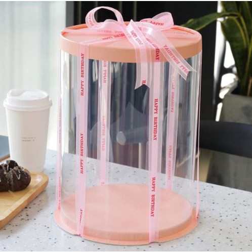 6/8/10inch Transparent Empty Pink Paper/PVC Round Gift Box for Cake Box Teddy Bear Rose Bear Flower Rabbit (898L) - Image 10