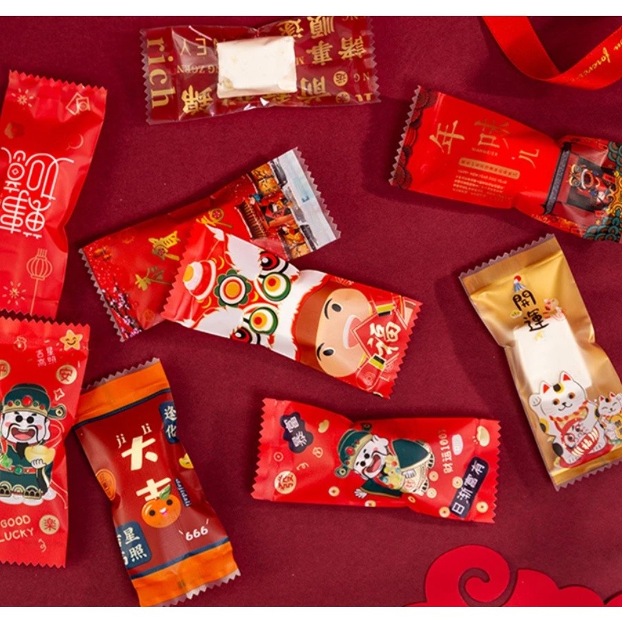 100/200pcs Chinese New Year Candy Bag Machine Sealed Bag For Nougat Cookies Chocolate Food Packaging 糖果袋 (2715L) - Image 5