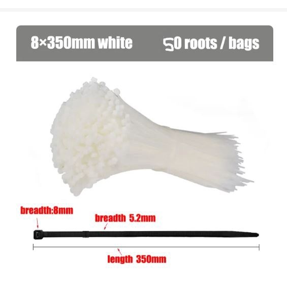 150/200/250/350/450/500/550/600/650mm Self-locking Nylon Cable Ties Plastic Zip Tie Wire Binding Wrap Straps (1954L) - Image 12