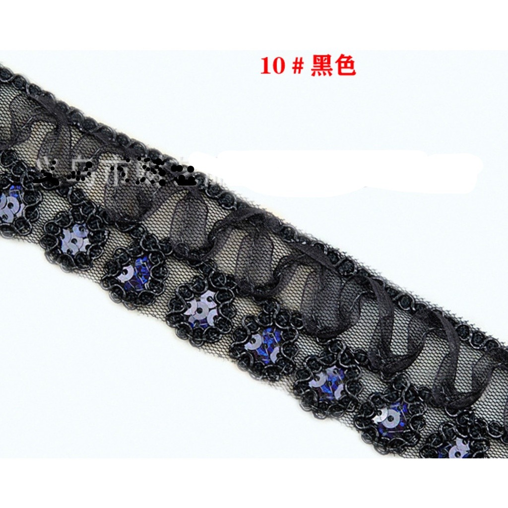 1yard 4cm National Dance Lace Accessories Performance Trims Costume Wave Rope Embroidered Skirt Dress 金色蕾丝花边 (2667L) - Image 4