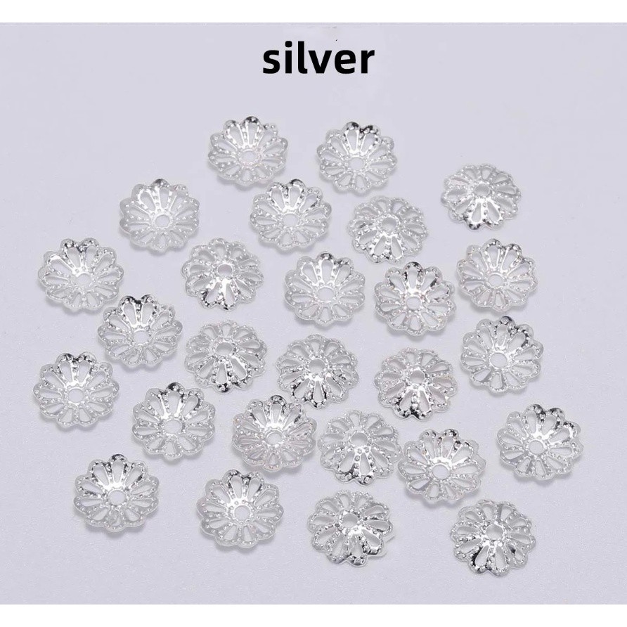 20pcs 7mm/9mm Silver Gold Plated Flower Petal End Spacer Beads Caps Charms Bead Cups For Jewelry Making 花纹花托(2509L) - Image 9
