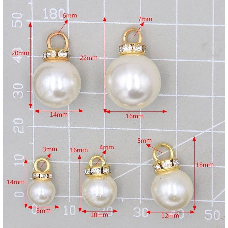 2Pcs 12MM Imitation Pearl Clear Gold Crown Pendant Charm Fit Bracelet Jewelry Spacer Loose Beads DIY Earrings(1457L) - Image 3