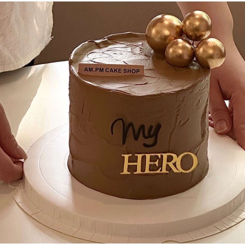 Black Gold Acrylic My Hero Super Dad Happy Birthday Fathers Day Cake Topper Super Hero Cake Decoration Family (822L) - Image 5