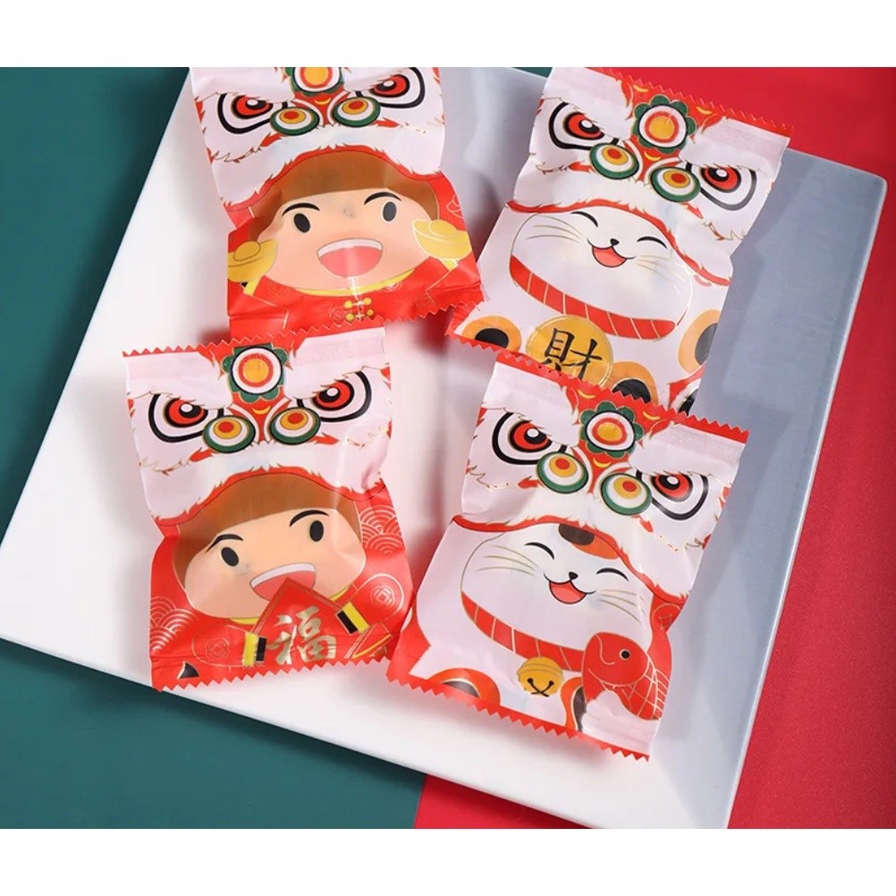 100/200pcs Chinese New Year Candy Bag Machine Sealed Bag For Nougat Cookies Chocolate Food Packaging 糖果袋 (2715L) - Image 3
