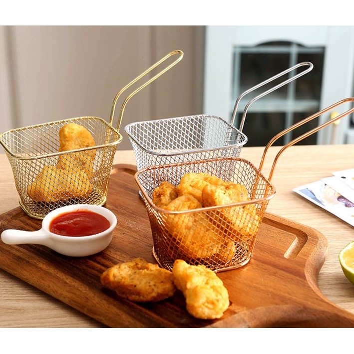 French Fries Basket Portable Stainless Steel Chips Mini Frying Basket Strainer Fryer Kitchen Cooking Basket Acces(2476L) - Image 3