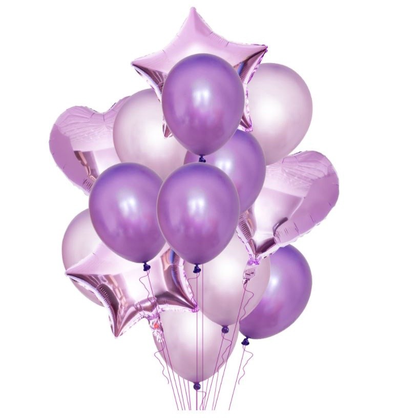 14pcs Foil Balloons Set 18inch Star Heart 12inch Latex Balloon Happy Birthday Party Decoration Wedding(1079L) - Image 6