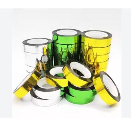 25/50m Gold Silver Foil Washi Tapes Laser Colors Glitter Slim Decorative Adhesive Masking Tape 亮绿胶带 (866L)