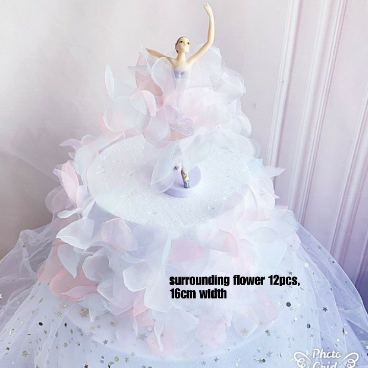 Romantic Chiffon Yarn skirt Ballet Girls Lace Flower Acrylic Cake Topper Happy Birthday Wedding Party Decoration(800L) - Image 8
