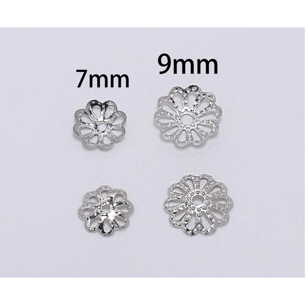 20pcs 7mm/9mm Silver Gold Plated Flower Petal End Spacer Beads Caps Charms Bead Cups For Jewelry Making 花纹花托(2509L) - Image 2