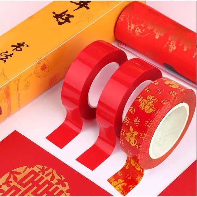 Transparent Double Sided Tape Spring Festival Couplets Sided Tapes New Year Red Wall Stickers Chinese Decor(2788L) - Image 2