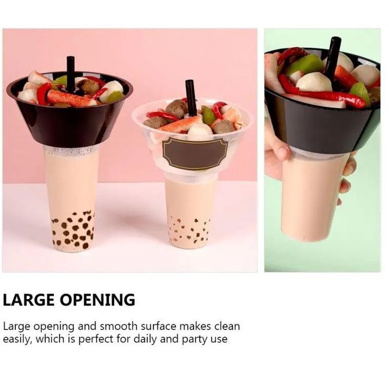 1Set Drink Cup Versatile Convenient Milk Tea Hot Pot Shape Snacks Holder Plastic Holding Trays Sour Powder Water (2844L) - Image 3