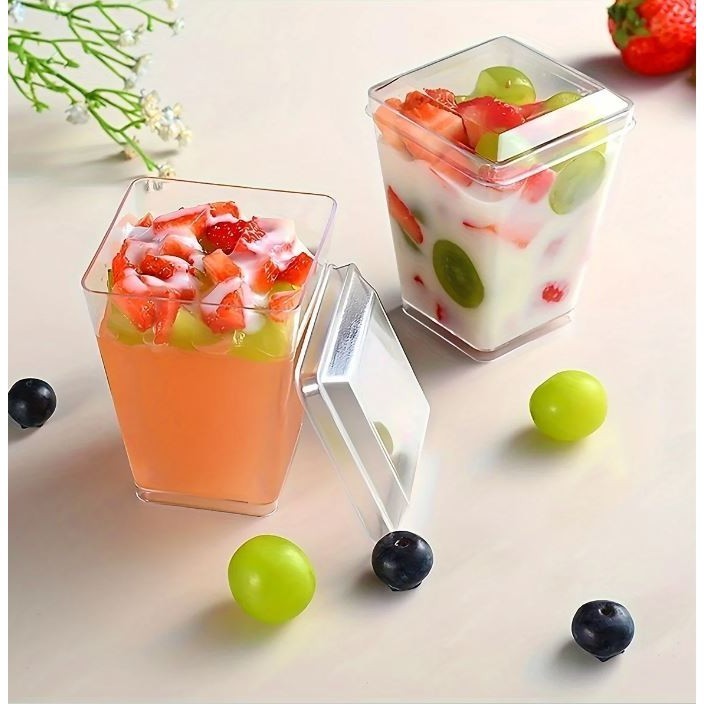 10pc Mousse Cup Pudding Cup Yogurt Cup Individual Container For Mousse Cake Pudding Yogurt Transparent with cover(2871L) - Image 3