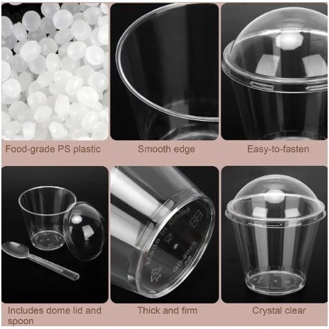 20Pcs Dessert 200ml Cups Transparent Cheesecake Parfait Pots Reusable Parfait Appetizer Cup (2858L) - Image 4