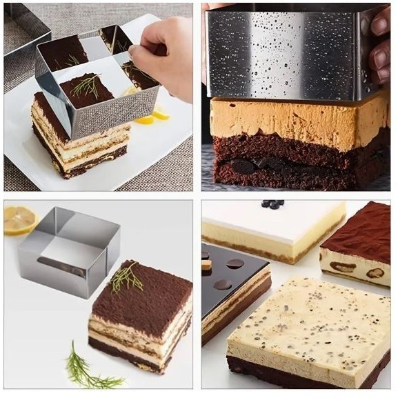 Square Cakes Mold Stainless Steel Circular Mousse Cake Ring Dessert Cake Decorating Molds Baking Tools (2886L)